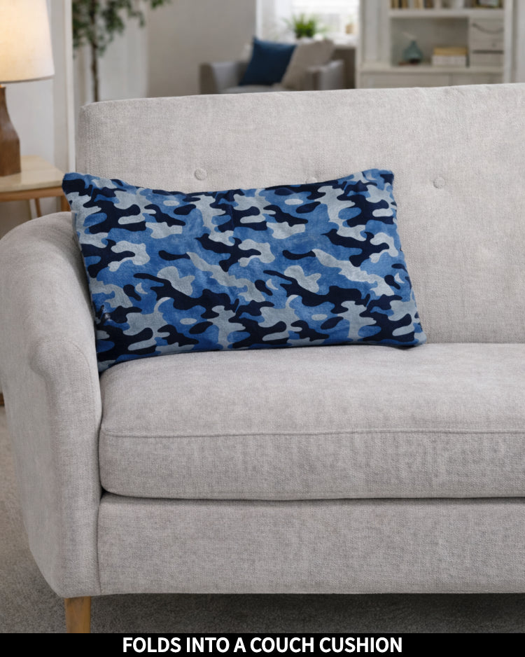 Product Images of Slanket folded into a couch cushion