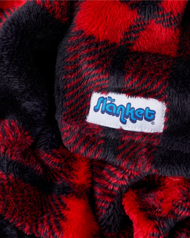 Product image, close up shot of the logo on the sleeves and showing the soft plush feel of the material