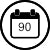 Circular icon with the number 90 inside, on a light gray background. 90 day guarantee or your money back