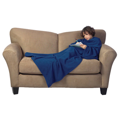 Ultimate Kids Slanket - The Original Blanket with Sleeves shown being used by a kid on a couch