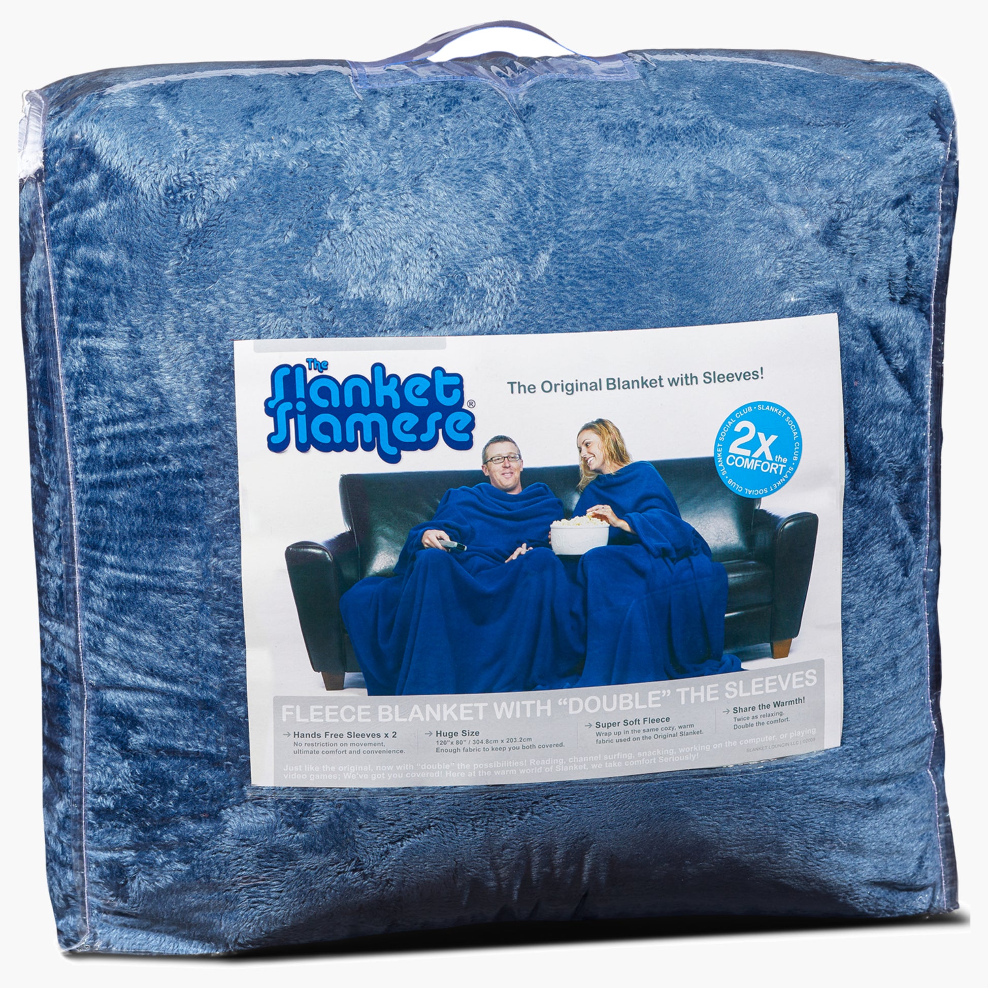 Slanket Siamese - The Original Blanket  with Sleeves packaging which comes in a zip poly bag