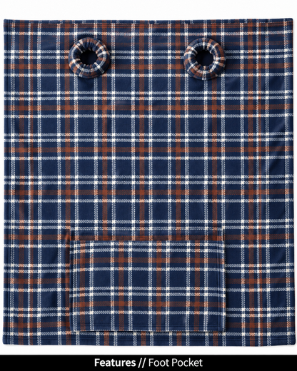 Nor'easter Plaid Slanket Jr. laid flat, back view, showing the sleeve openings and built-in foot pocket