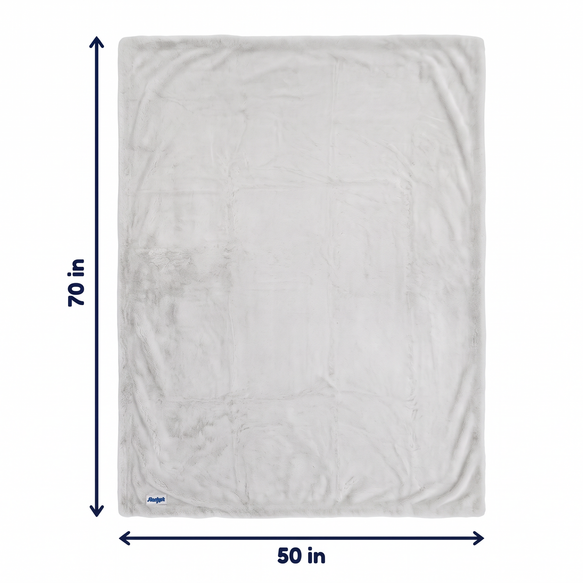 Slanket Rogue in Ghost light gray laid flat, measuring 50 by 70 inches