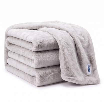 Slanket Rogue plush throw in Ghost light gray folded in a stack