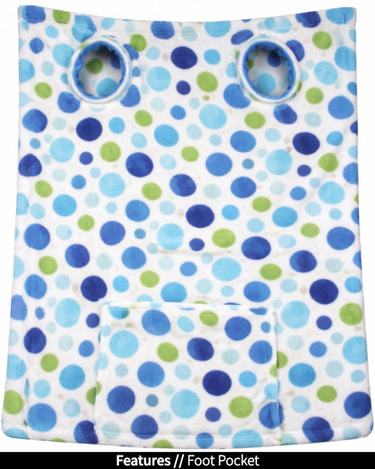 Product Image of the back of Stroller Slanket laid out flat. Showing the sleeve holes and showing the foot pocket