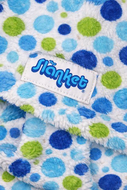 Product image, close up shot of the logo on the sleeves and showing the soft plush feel of the material