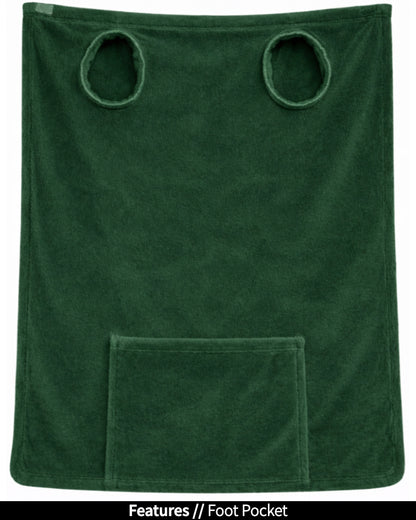 Product Image of the back of Stroller Slanket laid out flat. Showing the sleeve holes and showing the foot pocket