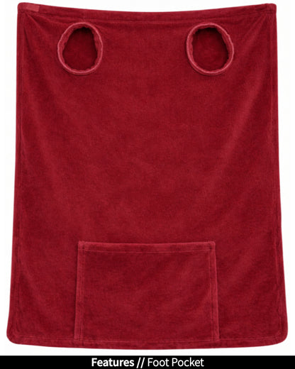 Product Image of the back of Stroller Slanket laid out flat. Showing the sleeve holes and showing the foot pocket