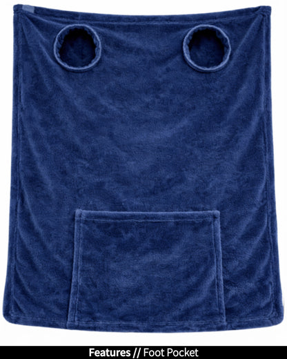 Limoges Stroller Slanket laid flat, back view, showing the sleeve openings and built-in foot pocket