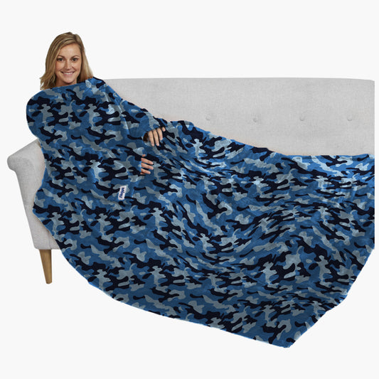 The Ultimate Slanket - The Original Blanket with Sleeves. Women using it on a couch.