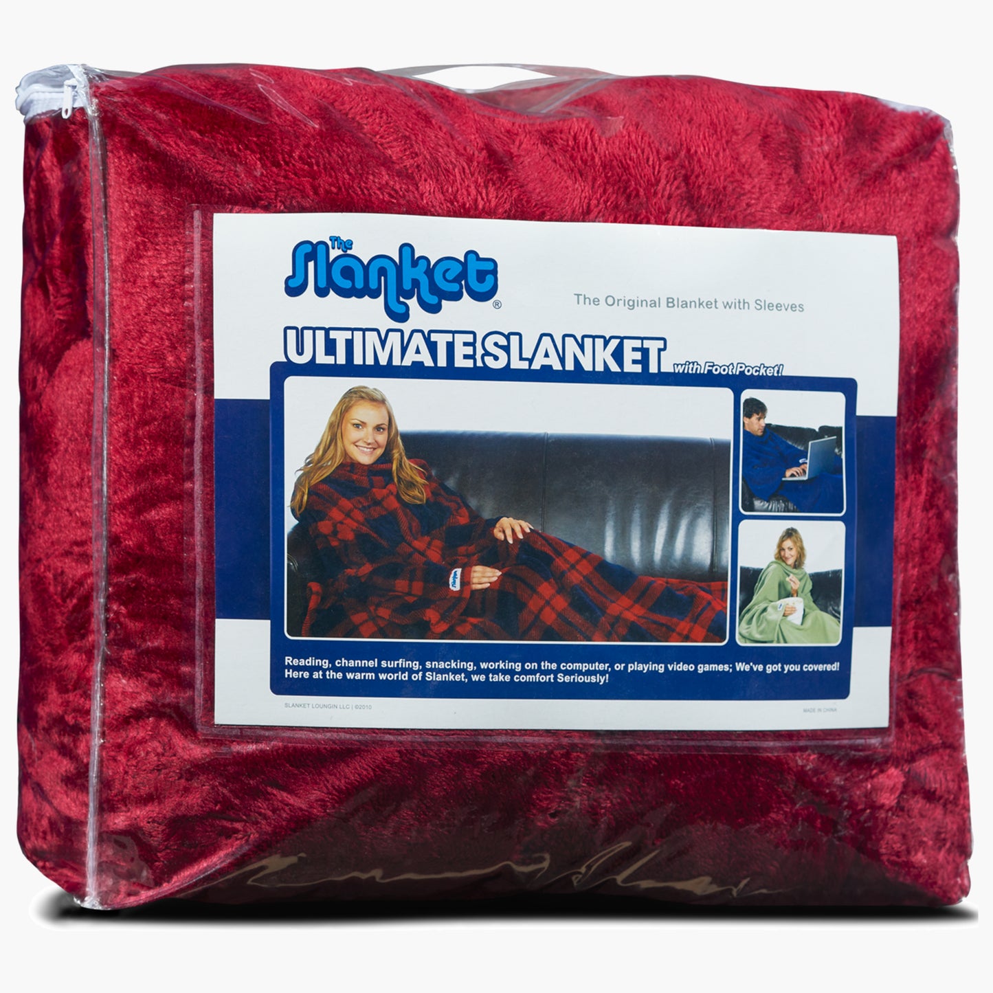 Slanket - The Original Blanket with Sleeves packaging which comes in a zip poly bag