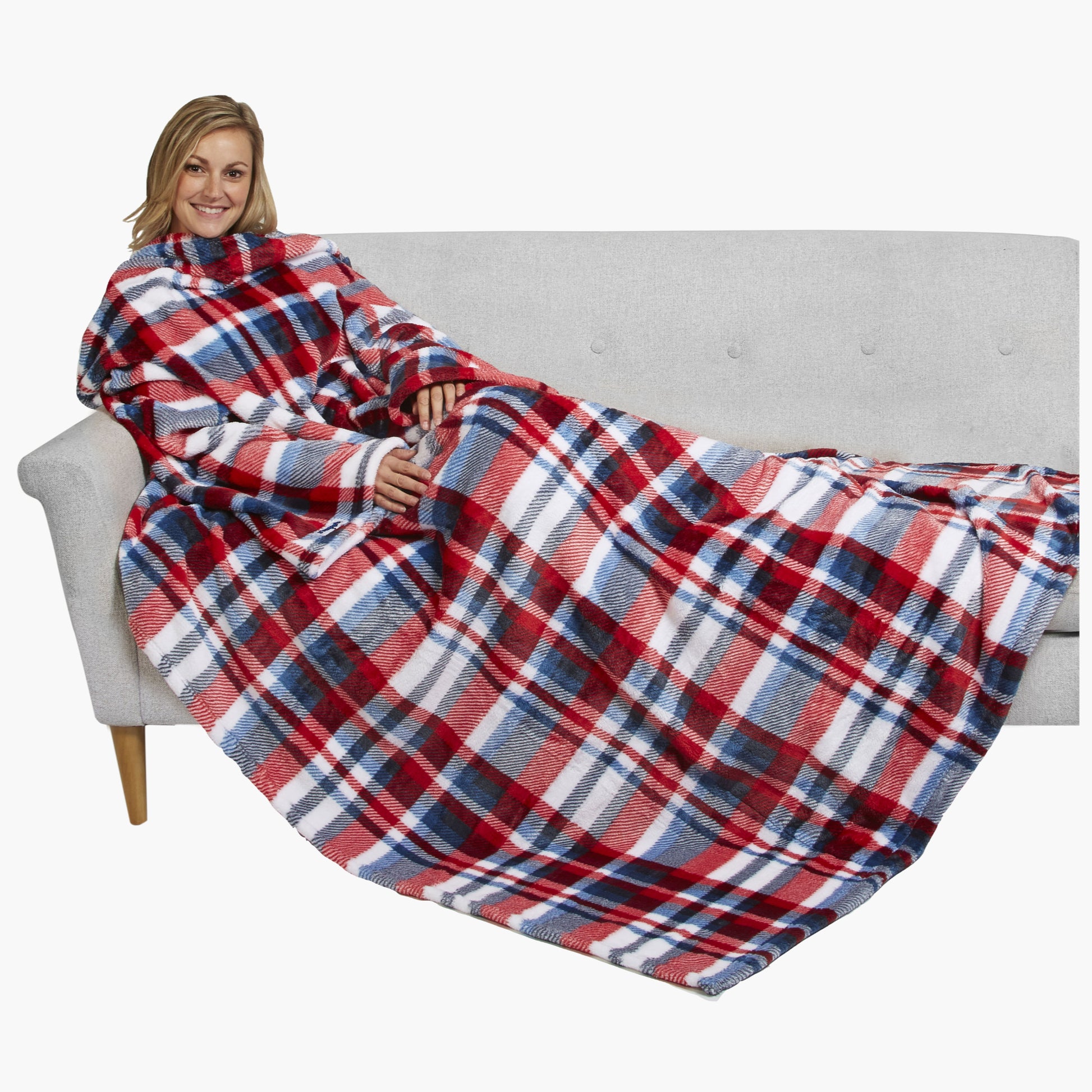 The Ultimate Slanket White Plaid – The Slanket